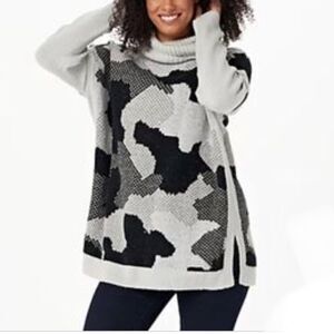 Denim & Co. Jacquard Cowl Neck Poncho